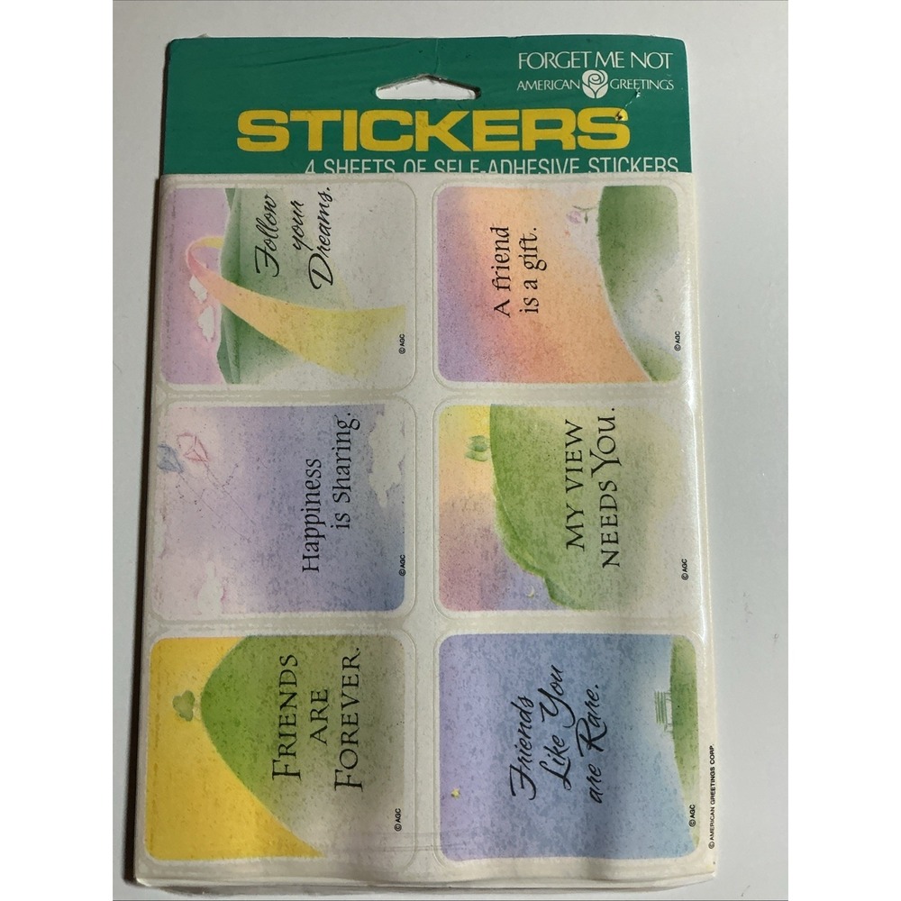 Vtg Forget Me Not American Greetings Stickers FRIENDS ARE FOREVER - SEALED